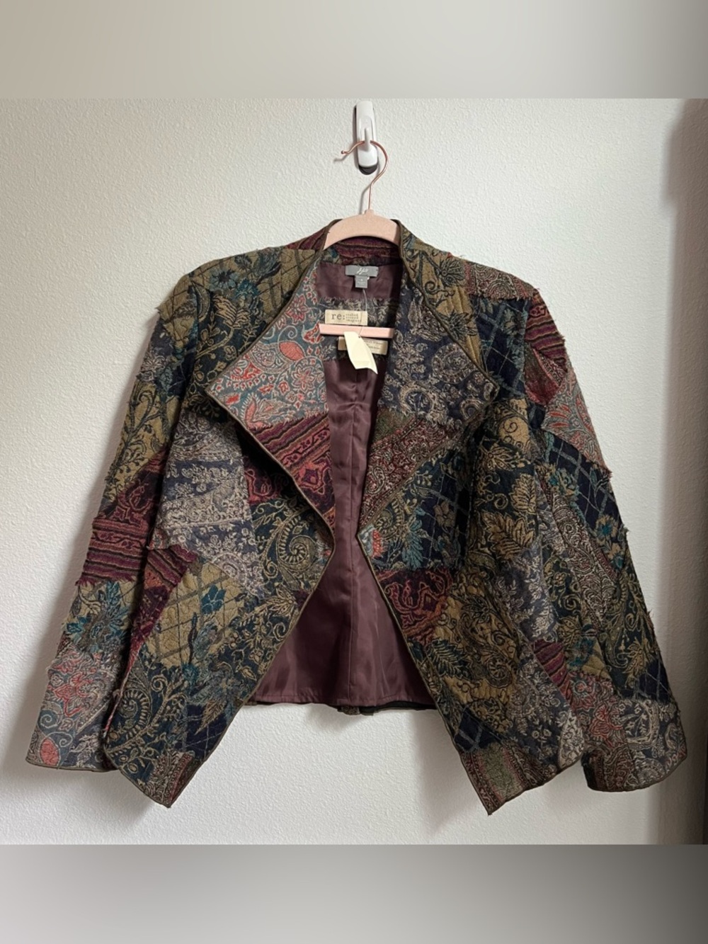 Vintage J. Jill Patchwork Grandma-core Wool Blend Blazer Dead Stock